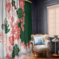 Green Orange Hibiscus Plumeria Floral Window Curtain LT01 - Polynesian Pride