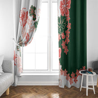 Green Orange Hibiscus Plumeria Floral Window Curtain LT01 - Polynesian Pride