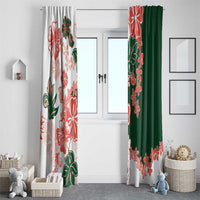 Green Orange Hibiscus Plumeria Floral Window Curtain LT01 - Polynesian Pride