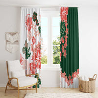 Green Orange Hibiscus Plumeria Floral Window Curtain LT01 - Polynesian Pride