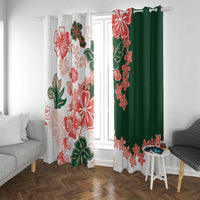 Green Orange Hibiscus Plumeria Floral Window Curtain LT01 With Grommets Orange - Polynesian Pride