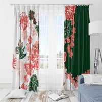 Green Orange Hibiscus Plumeria Floral Window Curtain LT01 - Polynesian Pride