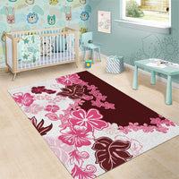 Pink Hibiscus Plumeria Floral Area Rug LT01 - Polynesian Pride