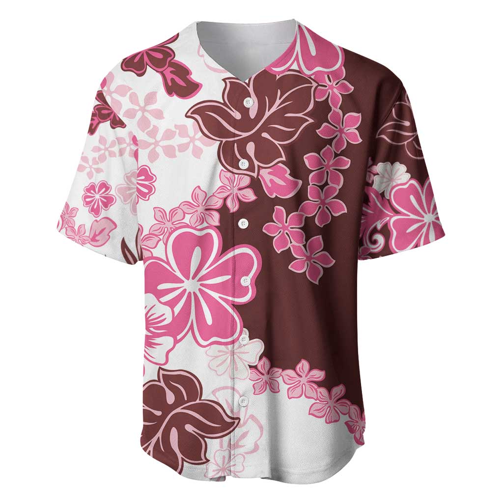 Pink Hibiscus Plumeria Floral Baseball Jersey - Polynesian Pride