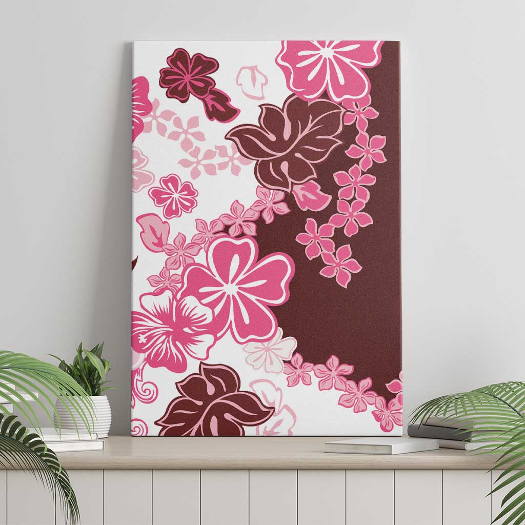 Pink Hibiscus Plumeria Floral Canvas Wall Art - Polynesian Pride