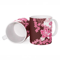 Pink Hibiscus Plumeria Floral Ceramic Mug - Polynesian Pride