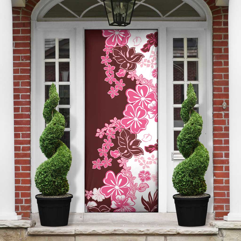 Pink Hibiscus Plumeria Floral Door Cover - Polynesian Pride