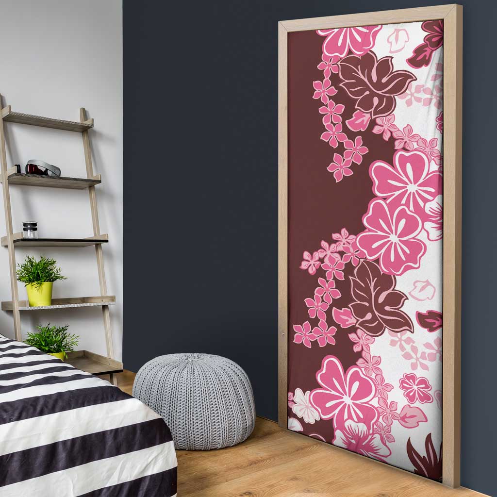 Pink Hibiscus Plumeria Floral Door Cover - Polynesian Pride
