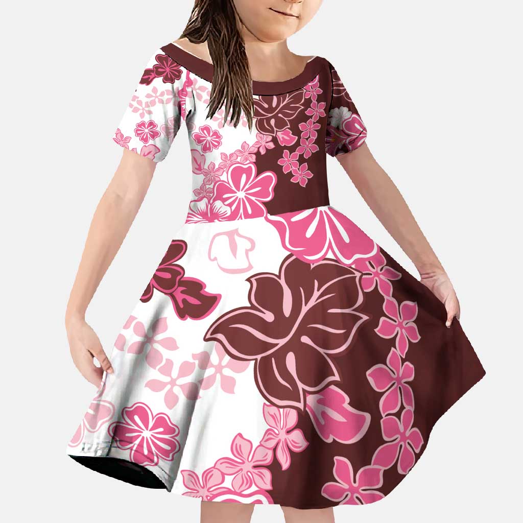 Pink Hibiscus Plumeria Floral Family Matching Mermaid Dress and Hawaiian Shirt LT01 Daughter's Dress Pink - Polynesian Pride
