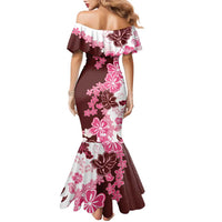 Pink Hibiscus Plumeria Floral Family Matching Mermaid Dress and Hawaiian Shirt LT01 - Polynesian Pride