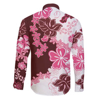 Pink Hibiscus Plumeria Floral Family Matching Off Shoulder Short Dress and Hawaiian Shirt - Polynesian Pride