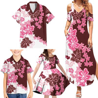 Pink Hibiscus Plumeria Floral Family Matching Summer Maxi Dress and Hawaiian Shirt LT01 - Polynesian Pride