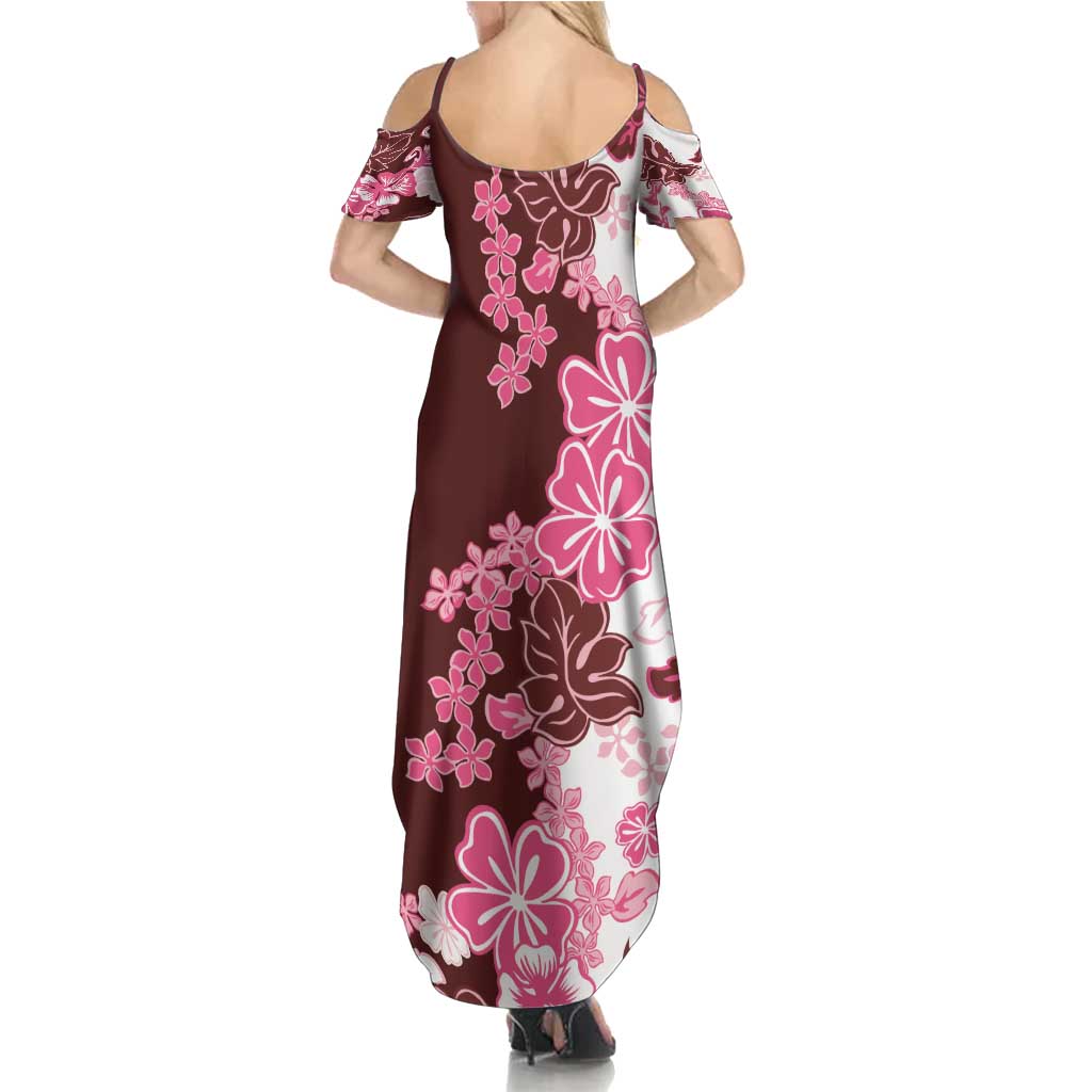 Pink Hibiscus Plumeria Floral Family Matching Summer Maxi Dress and Hawaiian Shirt LT01 - Polynesian Pride