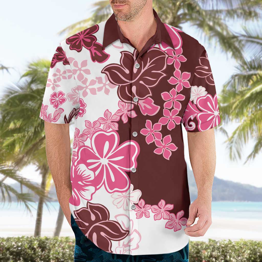 Pink Hibiscus Plumeria Floral Hawaiian Shirt - Polynesian Pride
