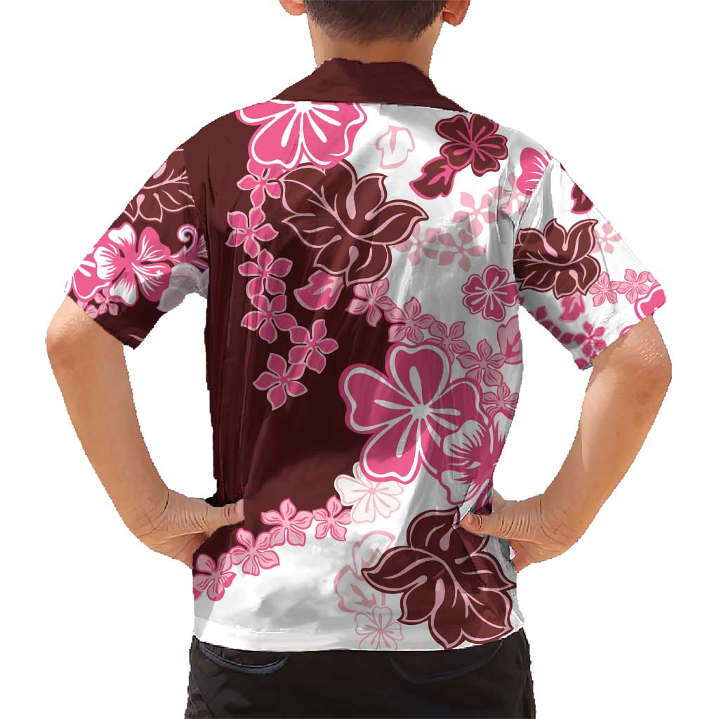 Pink Hibiscus Plumeria Floral Kid Hawaiian Shirt - Polynesian Pride