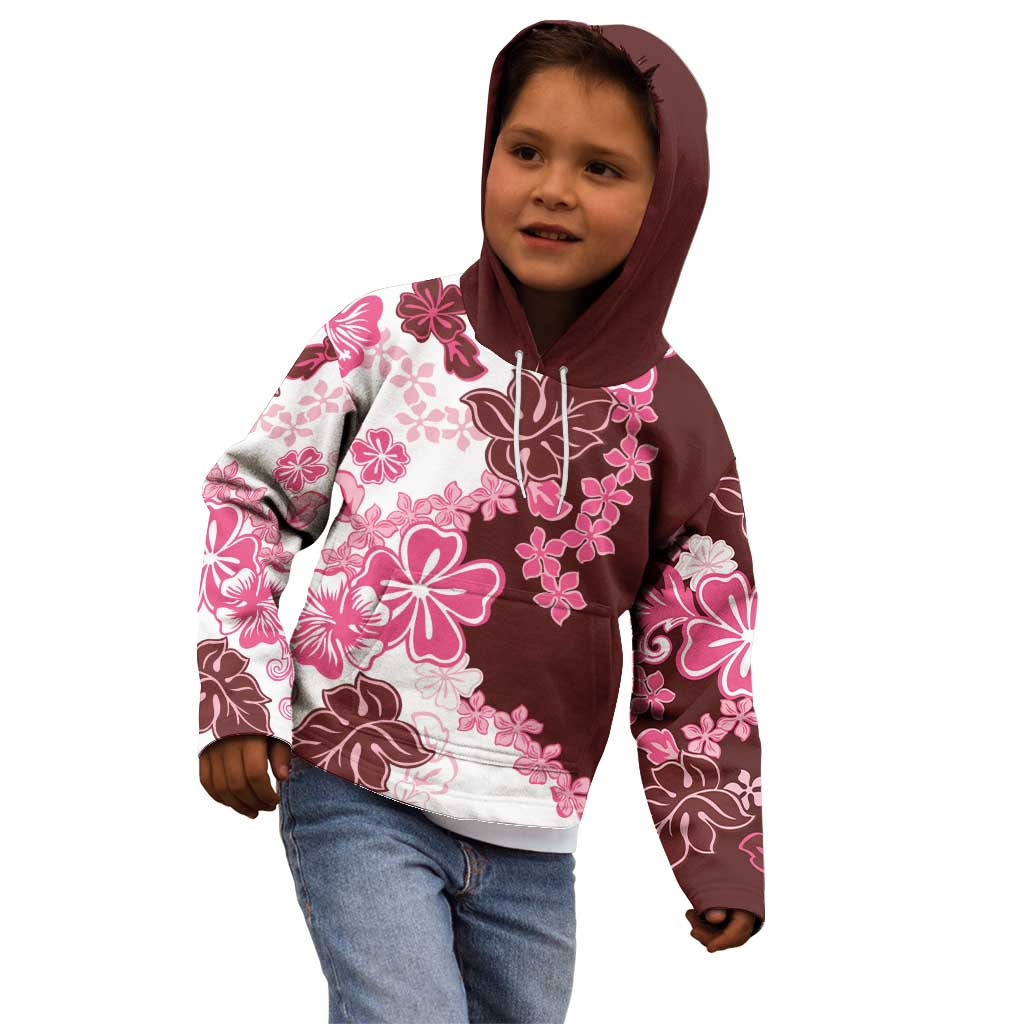 Pink Hibiscus Plumeria Floral Kid Hoodie - Polynesian Pride