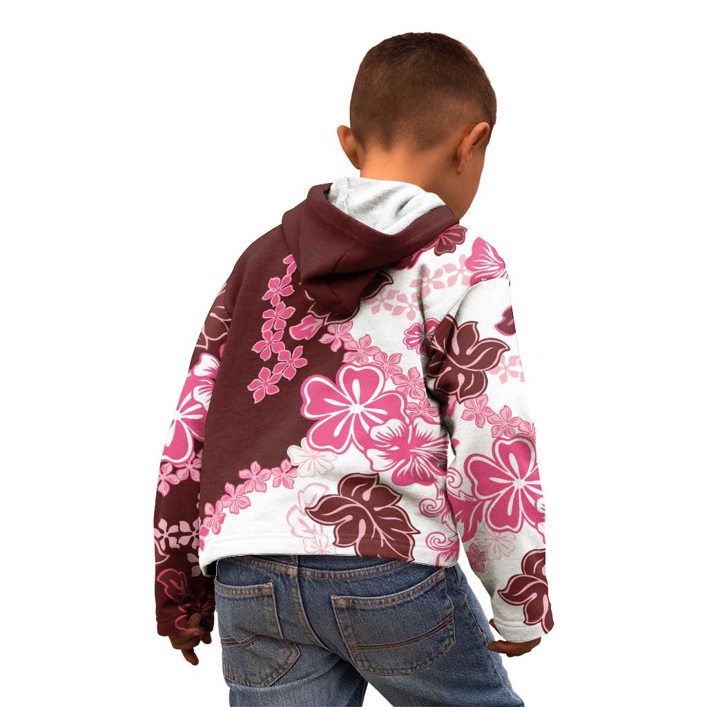 Pink Hibiscus Plumeria Floral Kid Hoodie - Polynesian Pride