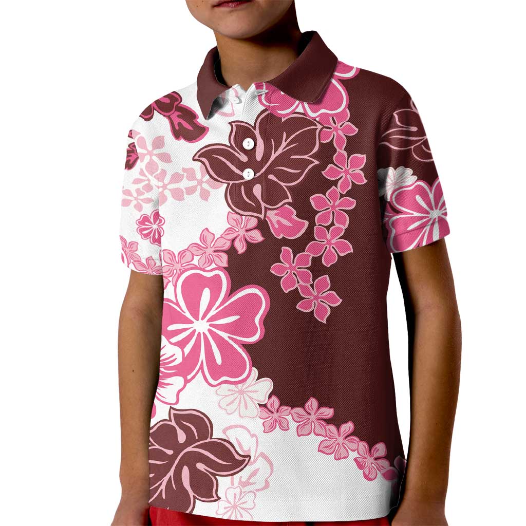 Pink Hibiscus Plumeria Floral Kid Polo Shirt - Polynesian Pride