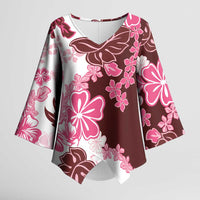Pink Hibiscus Plumeria Floral Kimono Sleeve Blouse - Polynesian Pride