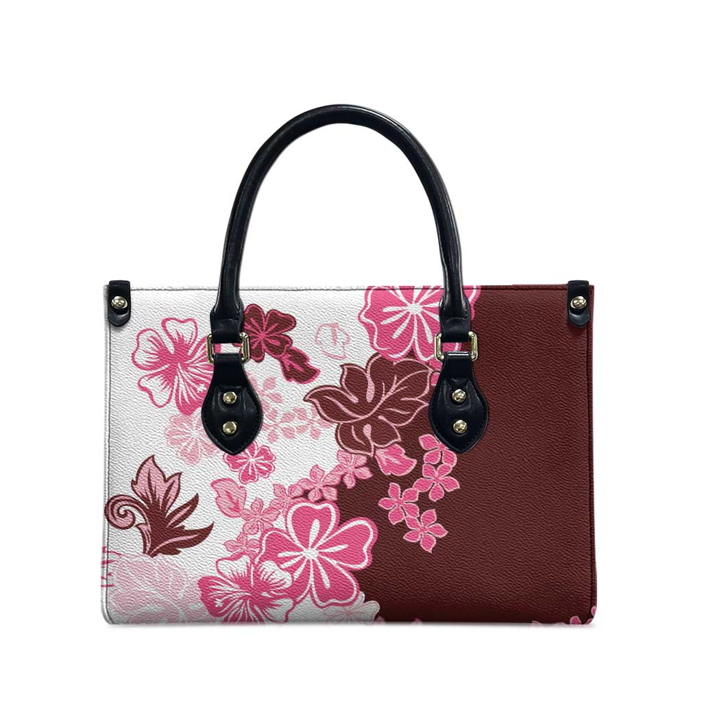 Pink Hibiscus Plumeria Floral Leather Bag - Polynesian Pride