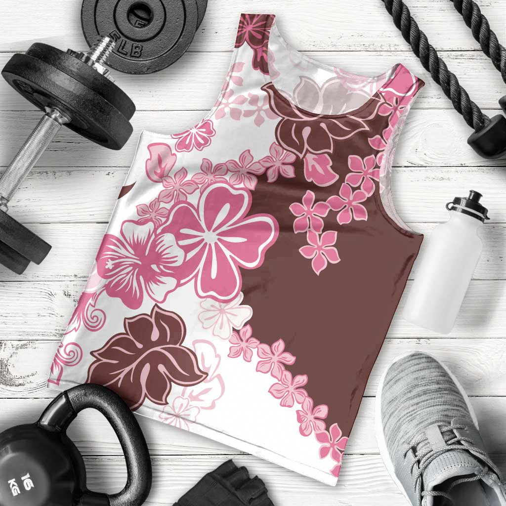 Pink Hibiscus Plumeria Floral Men Tank Top - Polynesian Pride