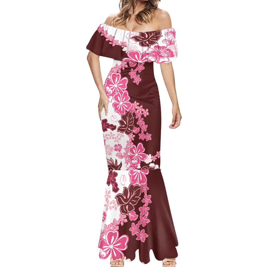 Pink Hibiscus Plumeria Floral Mermaid Dress - Polynesian Pride
