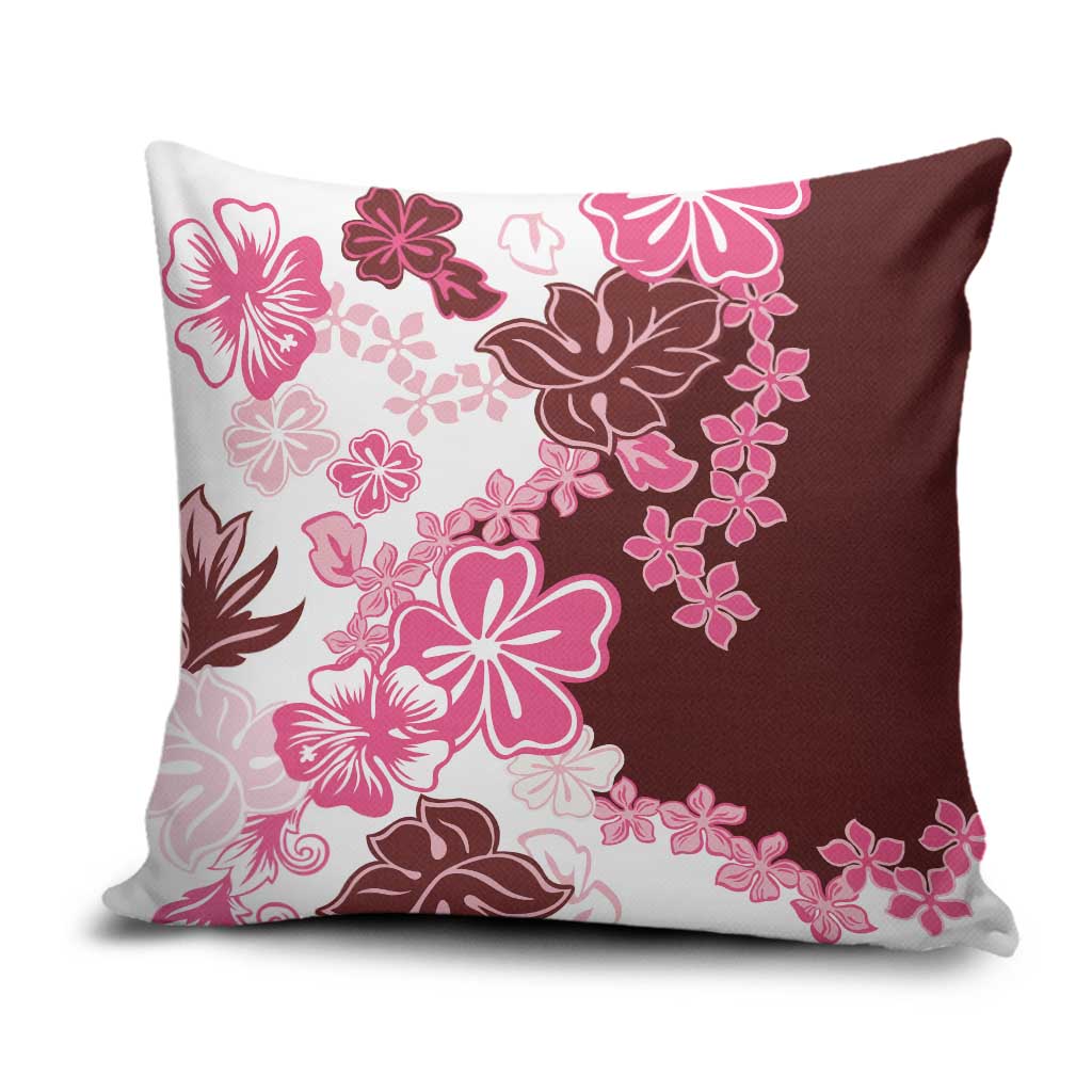 Pink Hibiscus Plumeria Floral Pillow Cover - Polynesian Pride