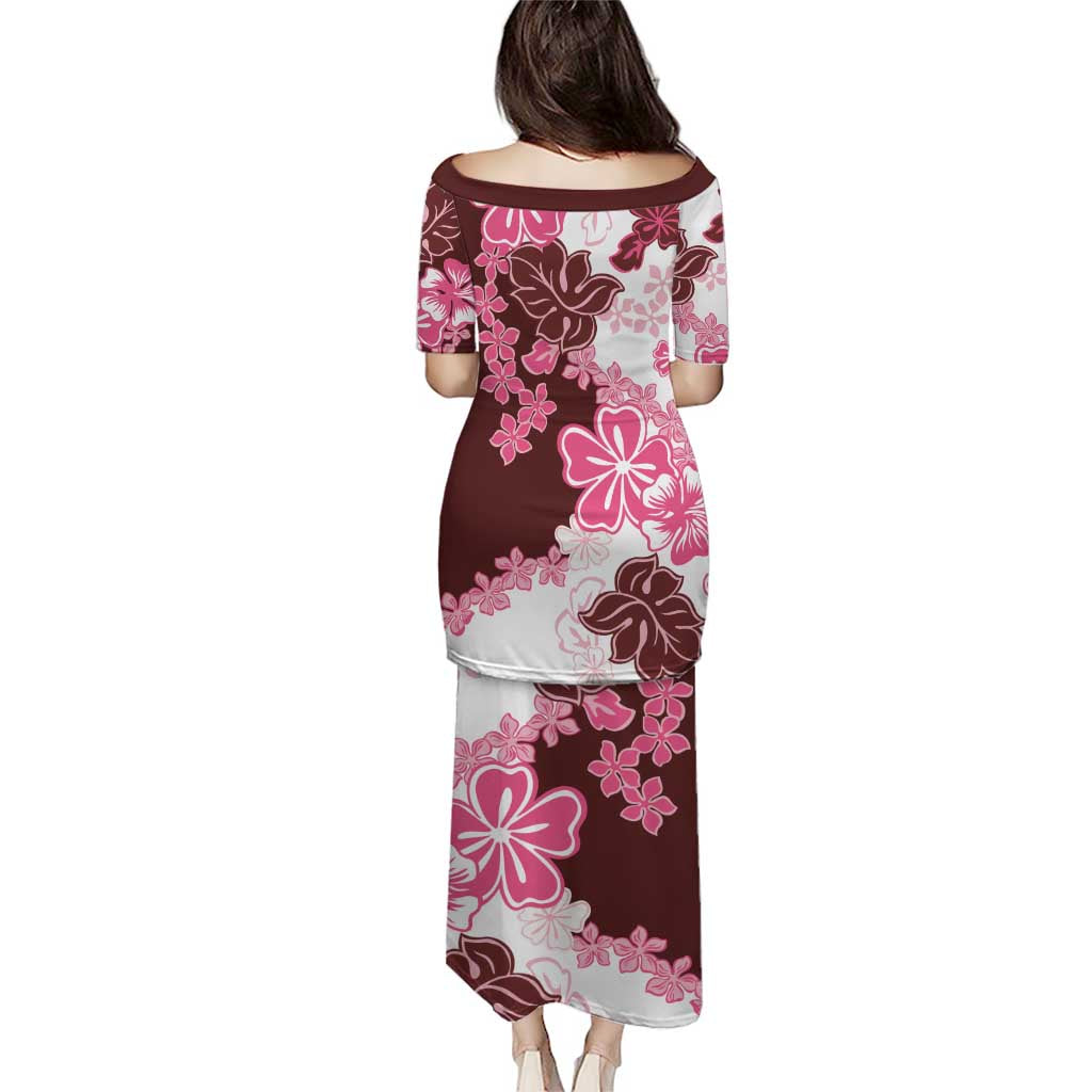 Pink Hibiscus Plumeria Floral Puletasi - Polynesian Pride