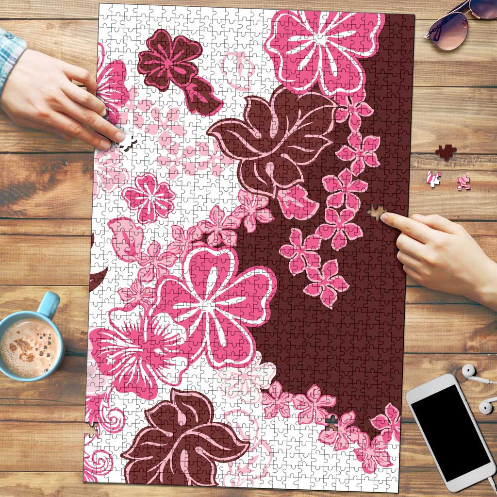 Pink Hibiscus Plumeria Floral Puzzle LT01 Pink - Polynesian Pride