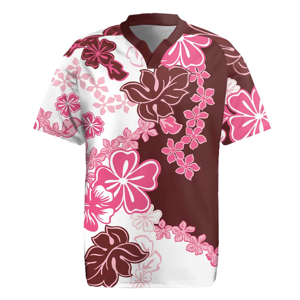 Pink Hibiscus Plumeria Floral Rugby Jersey - Polynesian Pride