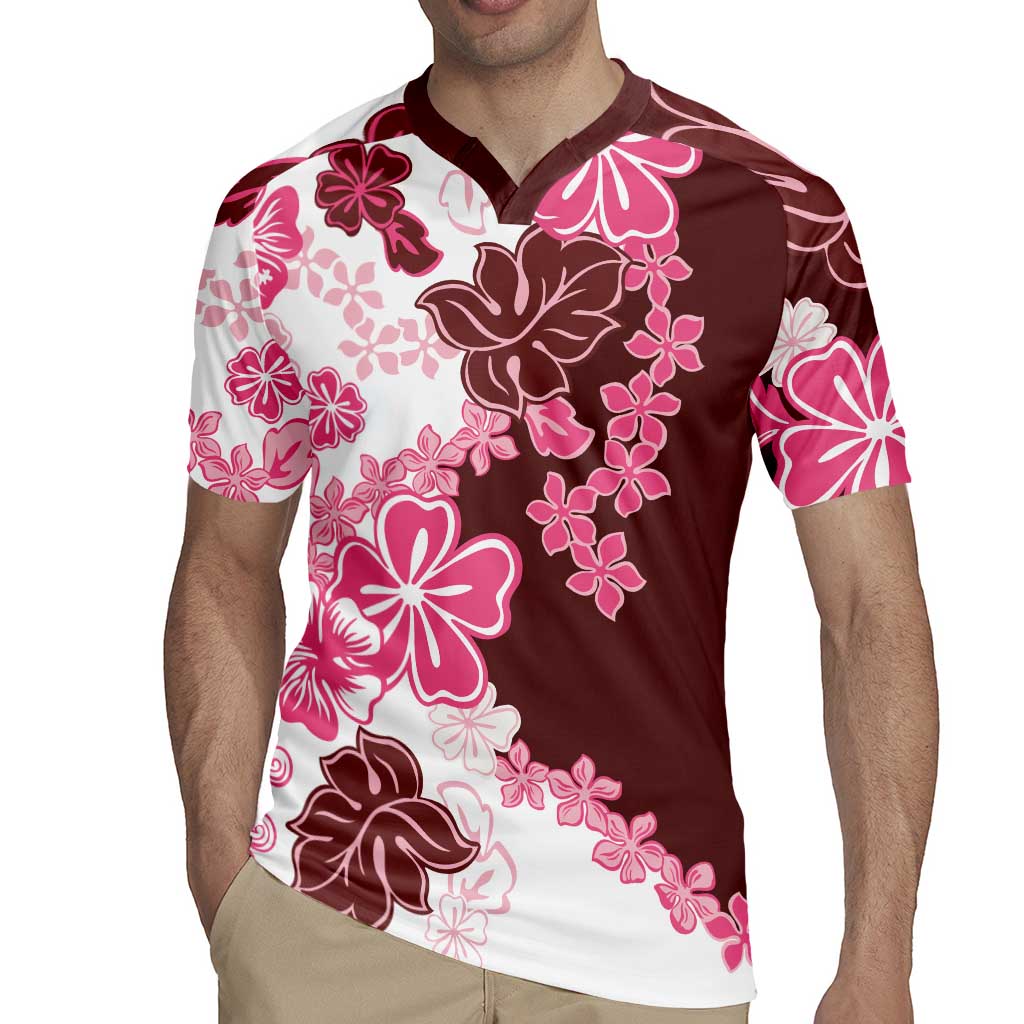 Pink Hibiscus Plumeria Floral Rugby Jersey - Polynesian Pride
