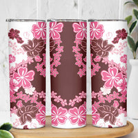 Pink Hibiscus Plumeria Floral Skinny Tumbler - Polynesian Pride
