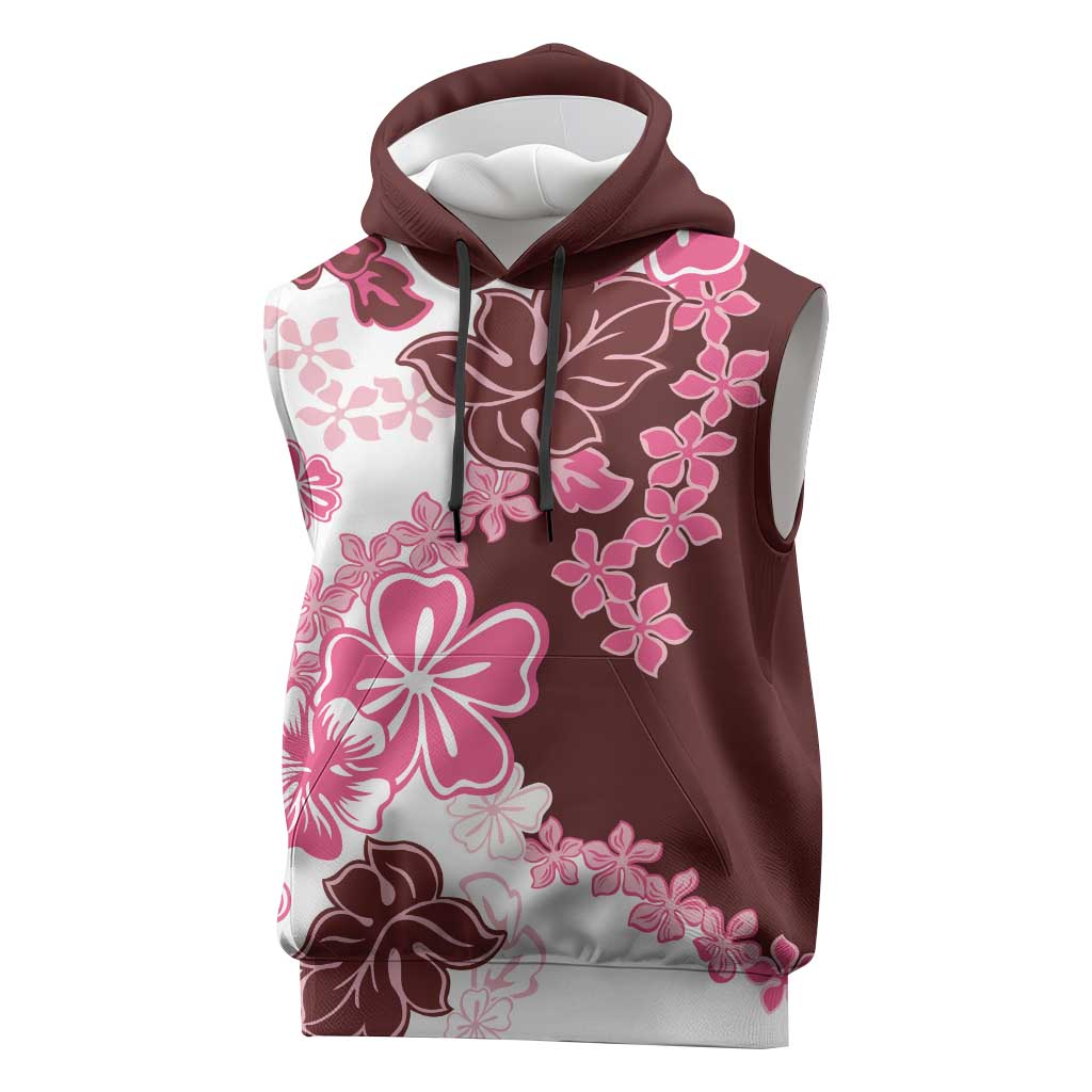 Pink Hibiscus Plumeria Floral Sleeveless Hoodie LT01 Pink - Polynesian Pride