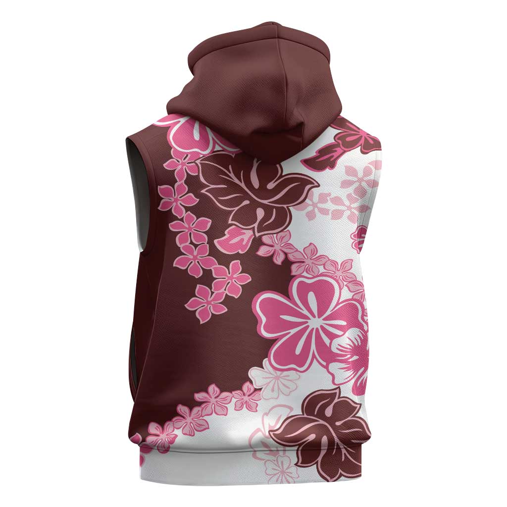 Pink Hibiscus Plumeria Floral Sleeveless Hoodie LT01 - Polynesian Pride