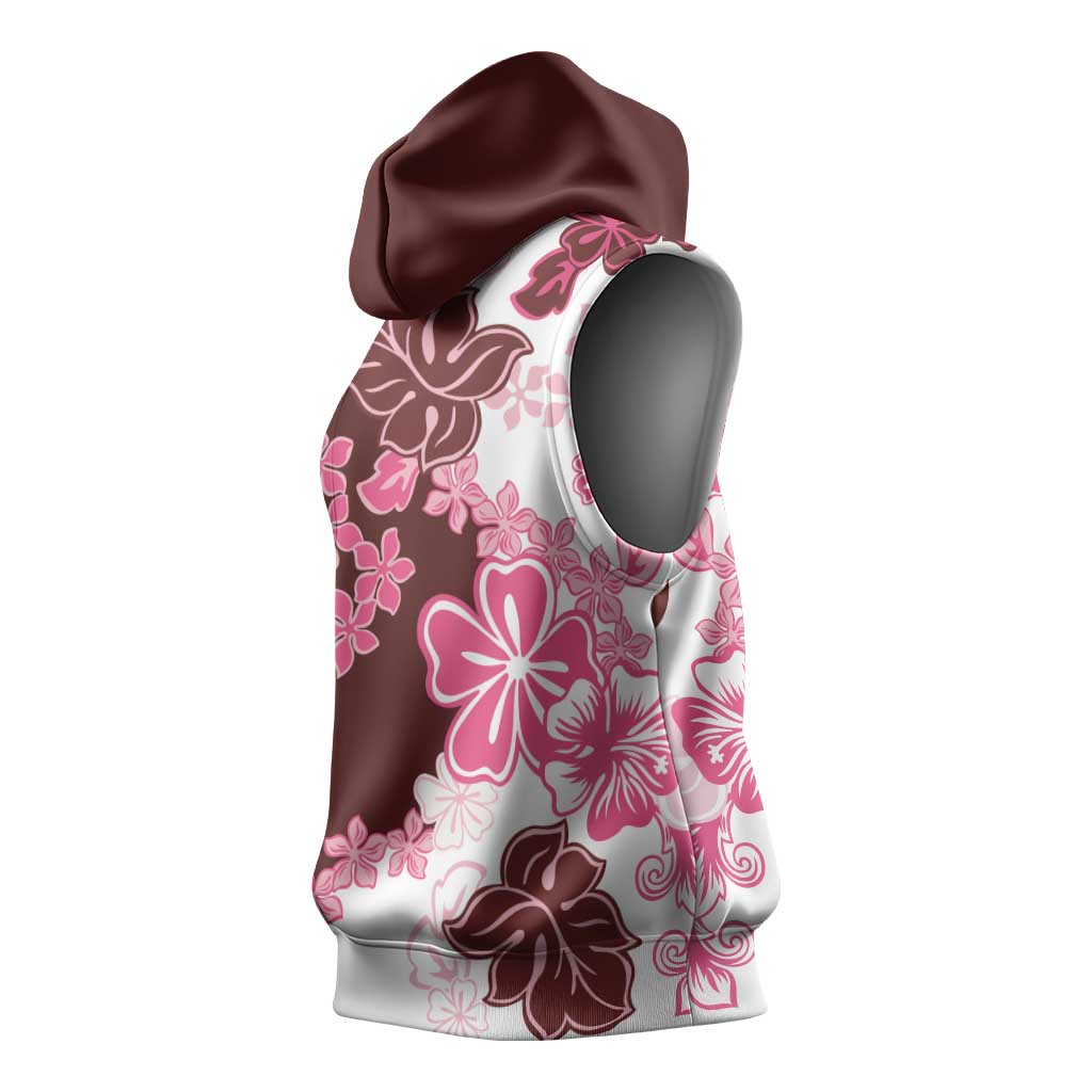 Pink Hibiscus Plumeria Floral Sleeveless Hoodie LT01 - Polynesian Pride