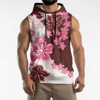 Pink Hibiscus Plumeria Floral Sleeveless Hoodie LT01 - Polynesian Pride