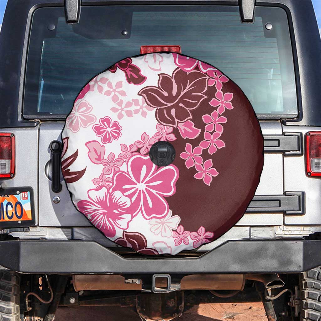 Pink Hibiscus Plumeria Floral Spare Tire Cover - Polynesian Pride