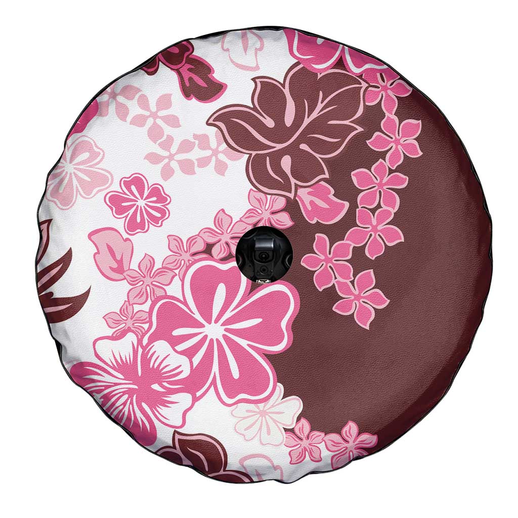 Pink Hibiscus Plumeria Floral Spare Tire Cover - Polynesian Pride