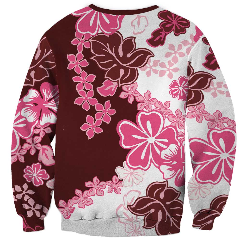 Pink Hibiscus Plumeria Floral Sweatshirt - Polynesian Pride