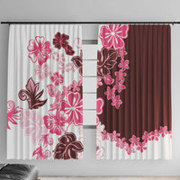 Pink Hibiscus Plumeria Floral Window Curtain LT01 With Hooks Pink - Polynesian Pride