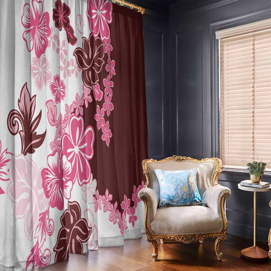 Pink Hibiscus Plumeria Floral Window Curtain LT01 - Polynesian Pride