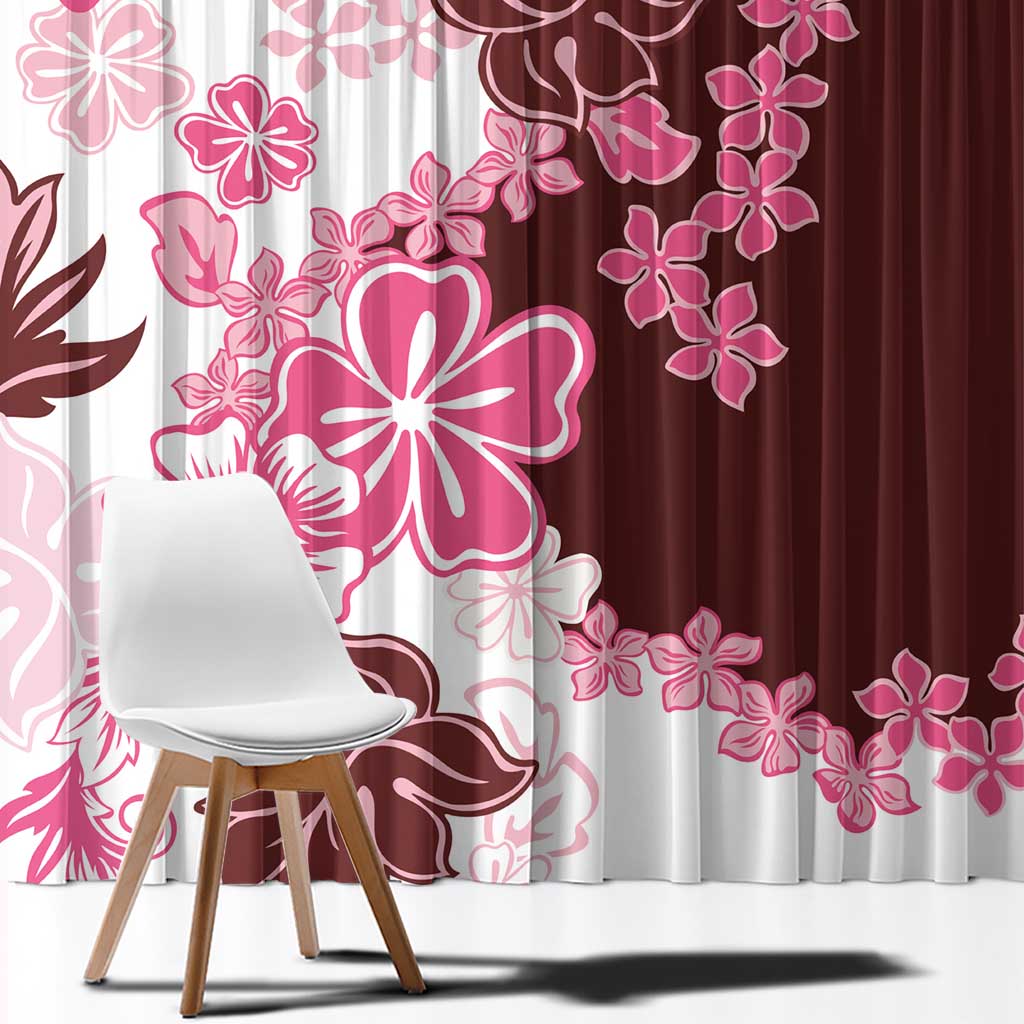 Pink Hibiscus Plumeria Floral Window Curtain LT01 - Polynesian Pride