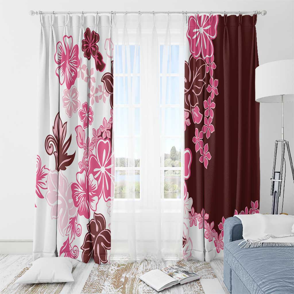 Pink Hibiscus Plumeria Floral Window Curtain LT01 - Polynesian Pride