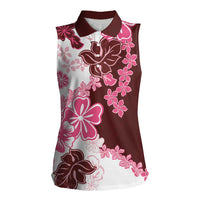 Pink Hibiscus Plumeria Floral Women Sleeveless Polo Shirt LT01 Female Pink - Polynesian Pride