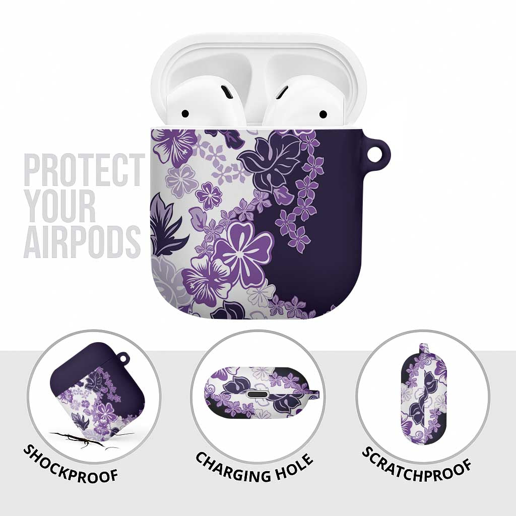 Purple Hibiscus Plumeria Floral AirPods Case - Polynesian Pride