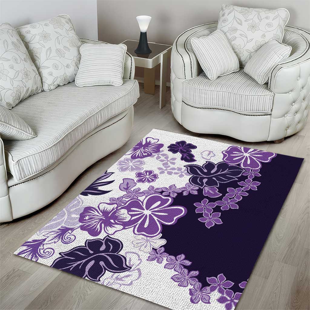 Purple Hibiscus Plumeria Floral Area Rug LT01 - Polynesian Pride