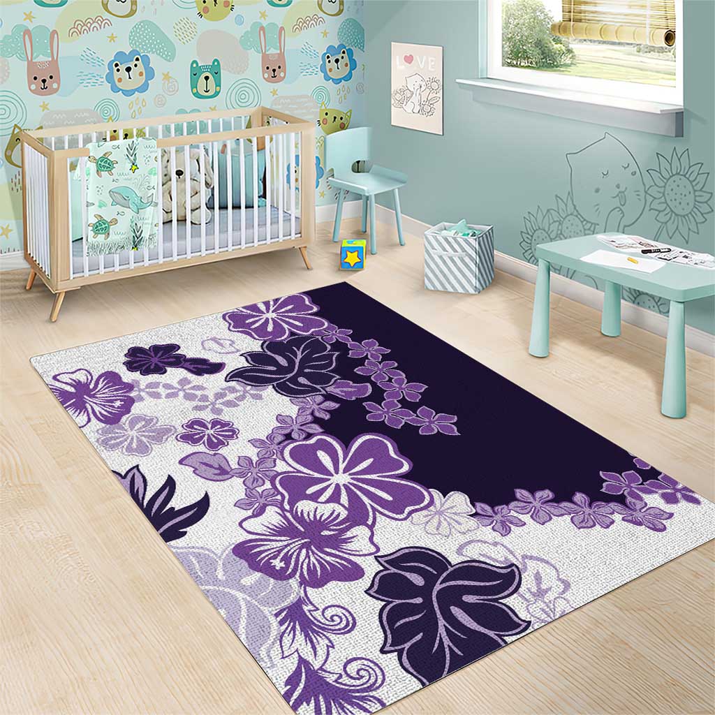 Purple Hibiscus Plumeria Floral Area Rug LT01 - Polynesian Pride
