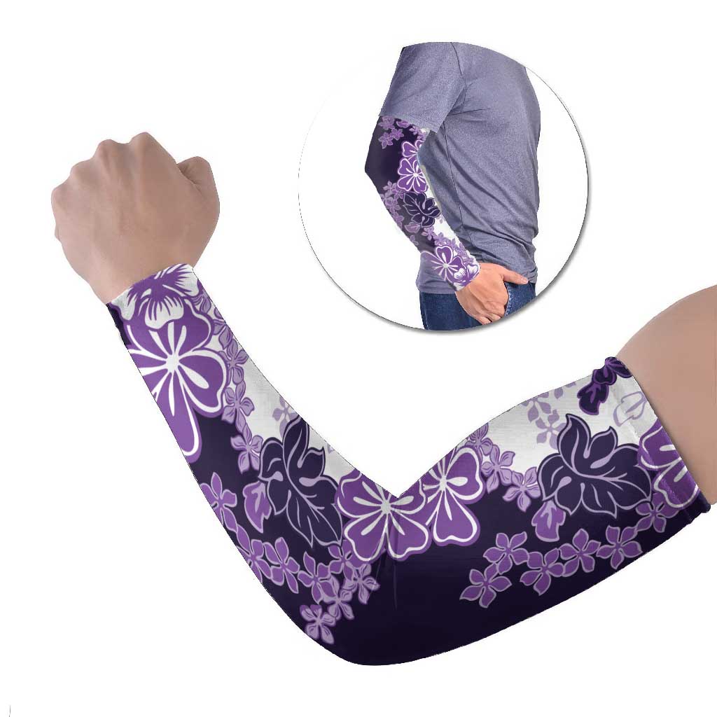 Purple Hibiscus Plumeria Floral Arm Sleeves LT01 Set of 2 Purple - Polynesian Pride