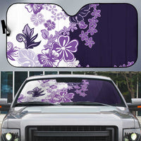 Purple Hibiscus Plumeria Floral Auto Sun Shade - Polynesian Pride