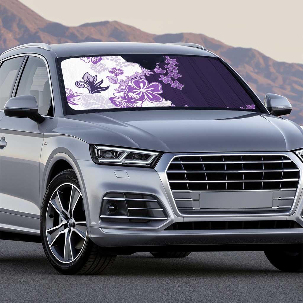 Purple Hibiscus Plumeria Floral Auto Sun Shade - Polynesian Pride